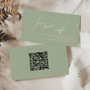 Whimsical Script Sage Wedding QR Code Website Enclosure Card