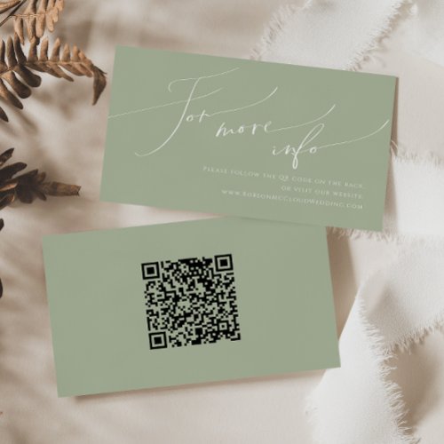 Whimsical Script  Sage Wedding QR Code Website Enclosure Card