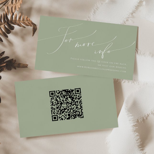 Whimsical Script | Sage Wedding QR Code Website Enclosure Card (Creator Uploaded)
