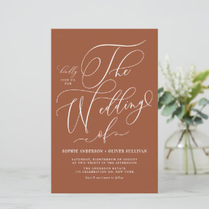 Whimsical Script Terracotta Wedding Invitation