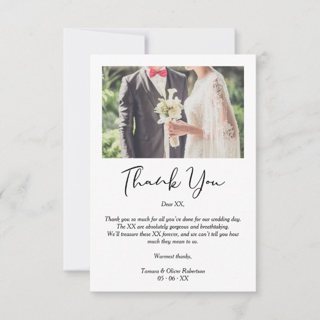 Whimsical Script Thanks Wedding Suppliers Photo Thank You Card (Front)