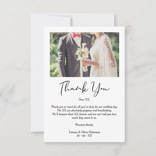 Whimsical Script Thanks Wedding Suppliers Photo Thank You Card