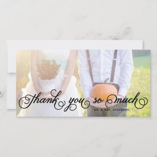 Whimsical Script | Wedding Thank You Photo Card (Front)
