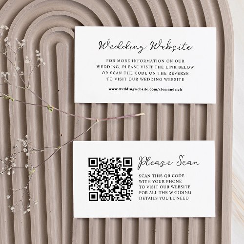 Whimsical Script  Wedding Website QR Code Enclosure Card