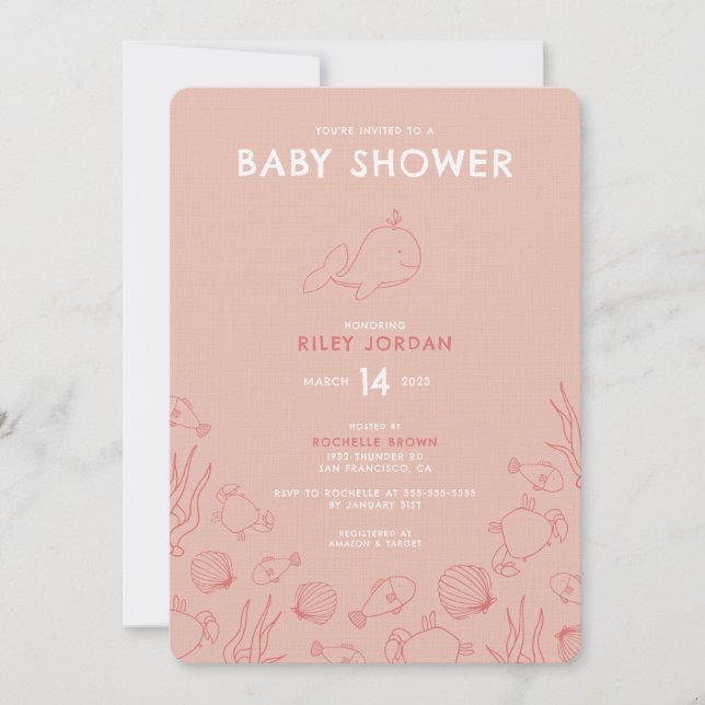 Whimsical Sea Themed Baby Shower Invitation (Front)