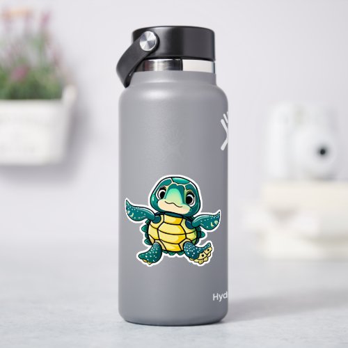 Whimsical sea turtle sticker for kids