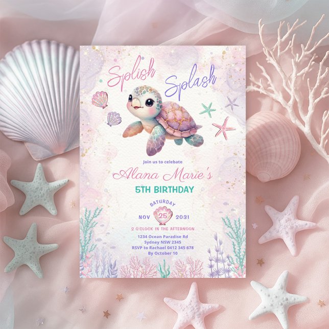 Whimsical Sea Turtle Underwater Birthday Party Invitation (Creator Uploaded)
