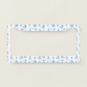 Whimsical Seagull Nautical Doodle Pattern License Plate Frame