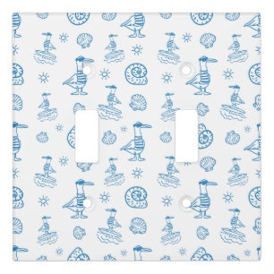 Whimsical Seagull Nautical Doodle Pattern Light Switch Cover