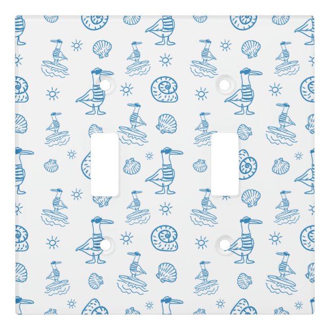 Whimsical Seagull Nautical Doodle Pattern Light Switch Cover (Front)