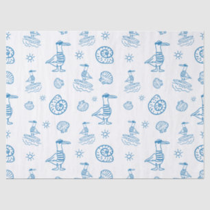 Whimsical Seagull Nautical Doodle Pattern Tissue Paper