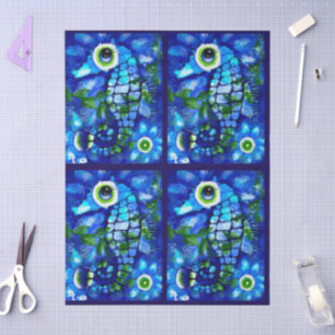 Whimsical Seahorse Coastal Nautical Decoupage Tissue Paper