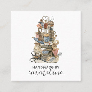 Whimsical Seamstress Tools Of The Trade Square Business Card