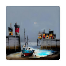 Whimsical seascape - set of four unique coasters.