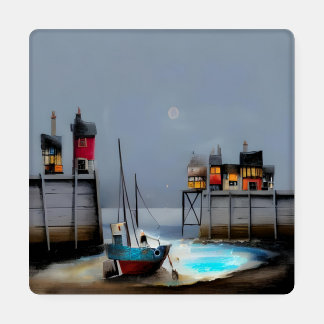 Whimsical seascape - set of four unique coasters. coaster set