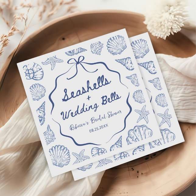 Whimsical Seashell Coastal Bridal Shower Napkins (Creator Uploaded)