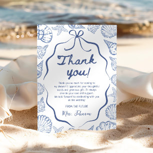 Whimsical Seashell Coastal Bridal Shower Thank You Card