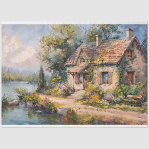 Whimsical Seaside Cottage Cottagecore Decoupage Tissue Paper