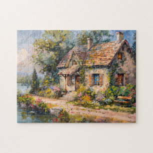 Whimsical Seaside Cottage Cottagecore Jigsaw Puzzle