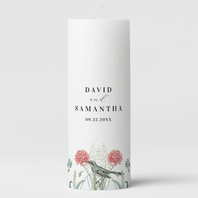 Whimsical Secret Garden Wildflowers @ Pillar Candle (Front)