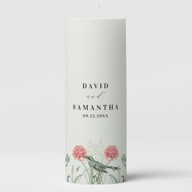 Whimsical Secret Garden Wildflowers Pillar Candle (Front)