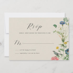 Whimsical Secret Garden Wildflowers RSVP Card