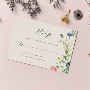Whimsical Secret Garden Wildflowers RSVP Card