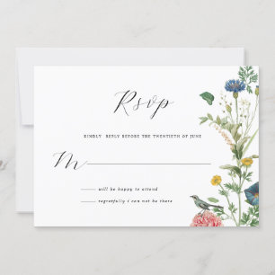 Whimsical Secret Garden Wildflowers RSVP Card
