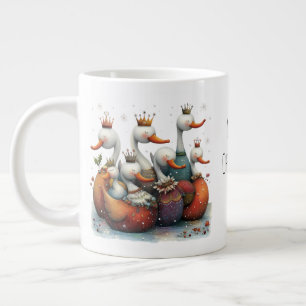 Whimsical Seven Swans Swimming 12 Days Christmas Giant Coffee Mug