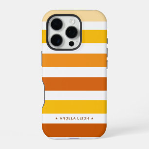 Whimsical Shades of Orange Cabana Stripes iPhone 16 Pro Case
