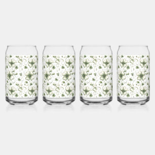 Whimsical Shamrock and Swirl Irish-Themed Can Glass