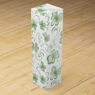 Whimsical Shamrock and Swirl Irish-Themed  Wine Box