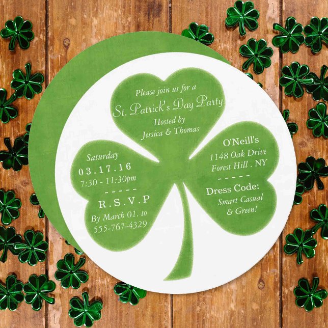 Whimsical Shamrock St. Patrick's Day Party Invitation (Creator Uploaded)