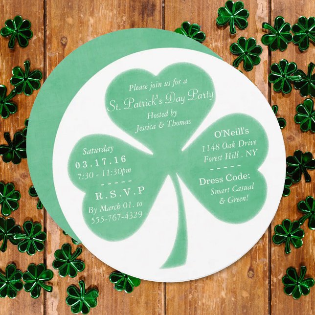 Whimsical Shamrock St. Patrick's Day Party Invitation (Creator Uploaded)