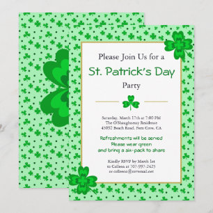 Whimsical Shamrocks St. Patrick's Day Party Invite