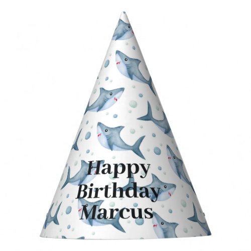 Whimsical Shark Paper Party Hat Editable Text Party Hat