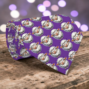 Whimsical Sheep Custom Necktie Tie