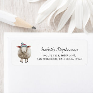 Whimsical Sheep Farm Animal Return Address Label