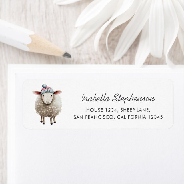 Whimsical Sheep Farm Animal Return Address Label (Insitu)
