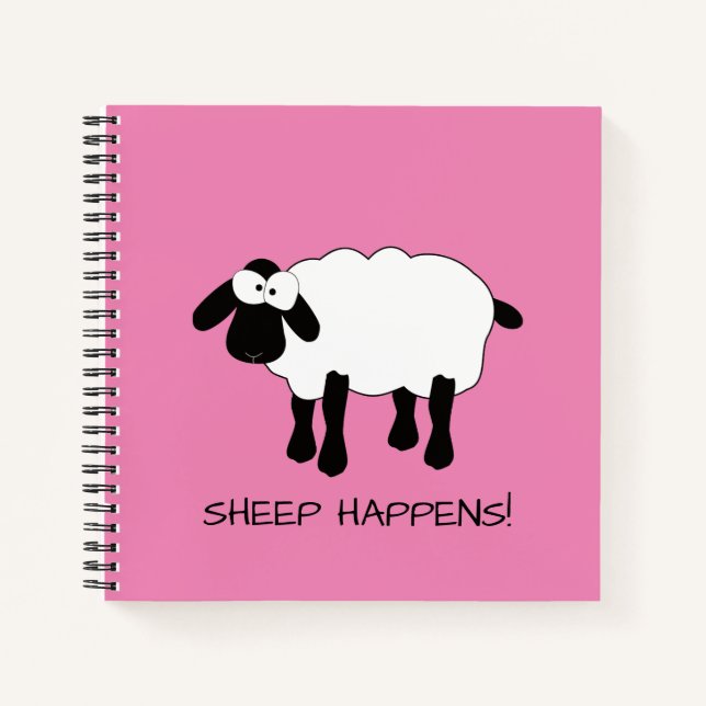 Whimsical Sheep "Sheep Happens" Notebook (Front)