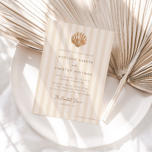 Whimsical Shell Monogram Coastal Wedding Invitation