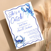 Whimsical She's a Catch Blue Coastal Bridal Shower