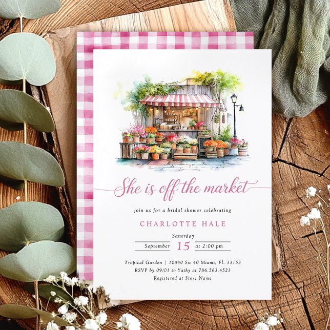 Whimsical She's Fresh off the Market Bridal Shower Invitation (Creator Uploaded)