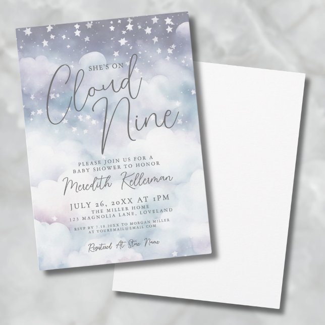 Whimsical She's On Cloud Nine Baby Shower Invitation (Whimsical She's On Cloud Nine Baby Shower Invitation)