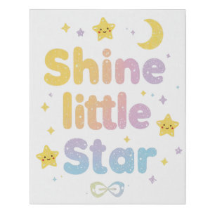 Whimsical "Shine Little Star" for Kids Room Faux Canvas Print
