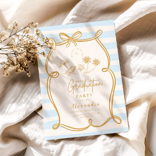 Whimsical Shoreline Wavy Frame Graduation Invitation
