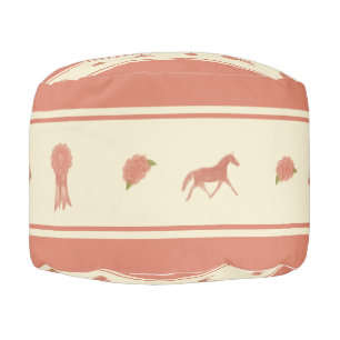 Whimsical Show Pony Horse Pattern Pouf
