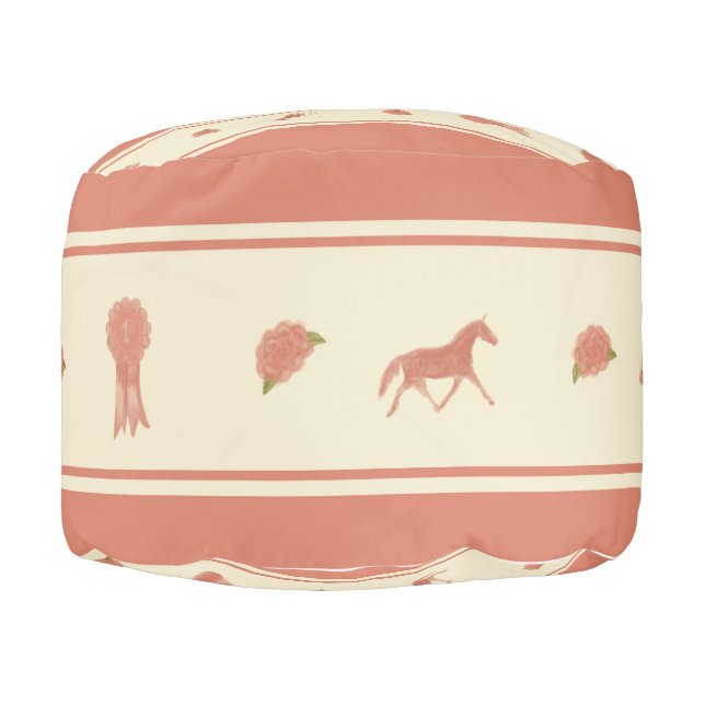 Whimsical Show Pony Horse Pattern Pouf (Right)