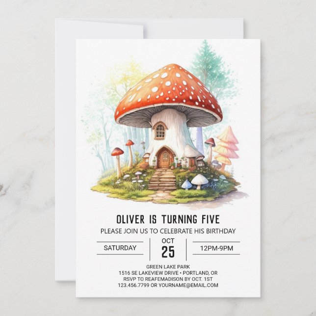 Whimsical Shroom Birthday Invitation (Front)