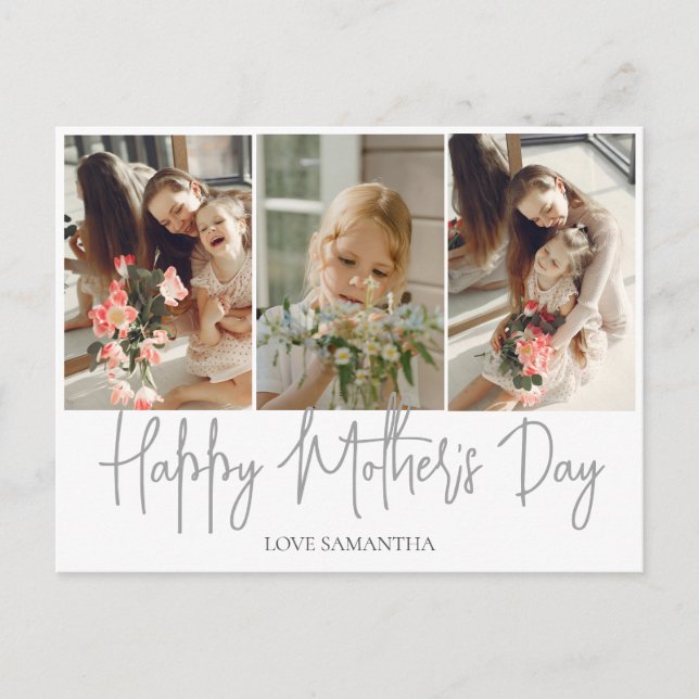 Whimsical Signature Script Mothers Day Personalize Holiday Postcard (Front)